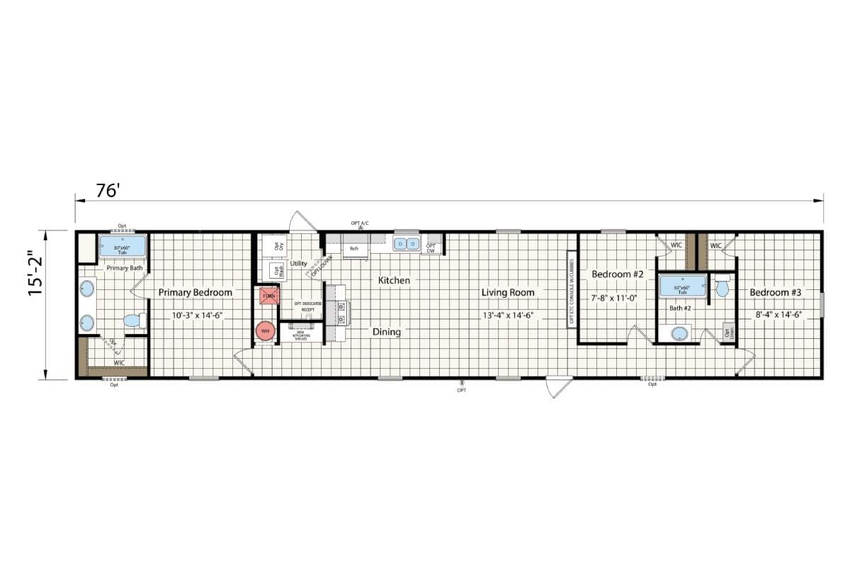 Redman 1676s floor plan home features